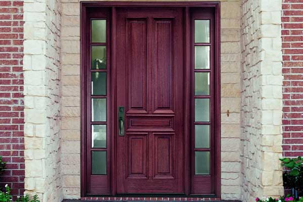 Cherry colored front entry door