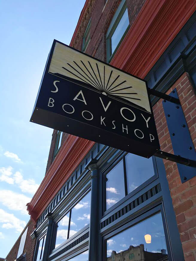 Savoy Bookshop & Cafe sign