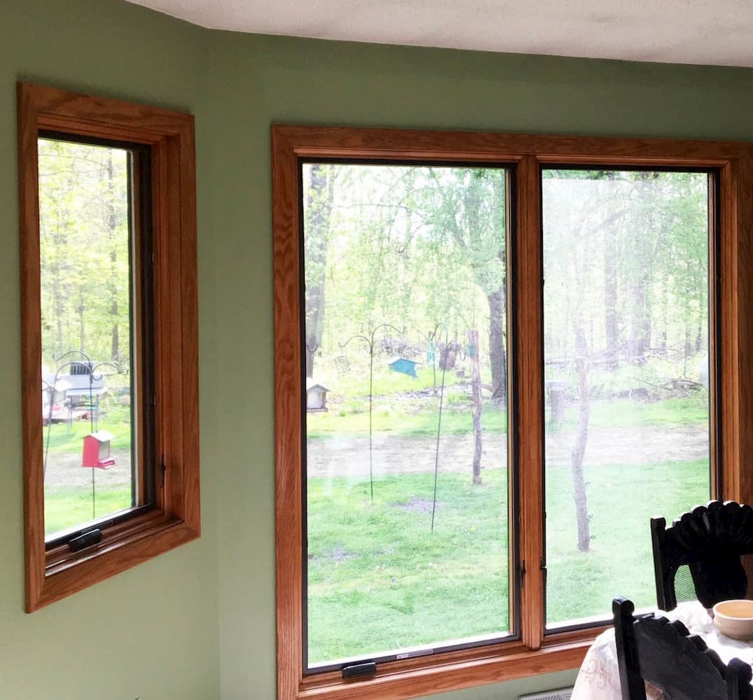 Interior view of new wood casement windows in Erie, Pennsylvania, home.