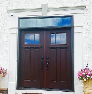 new fiberglass entry door with woodgrain