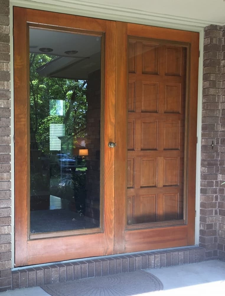 Old double wood entry door