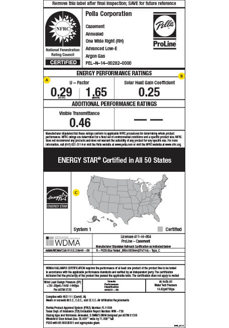 Window Energy Ratings - NFRC Label