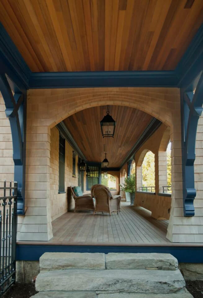 Porch on waterfront residence on the South Coast of Rhode Island