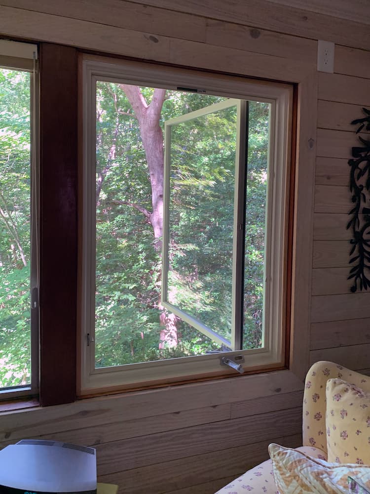 Wood casement outswing windows on Yorktown home