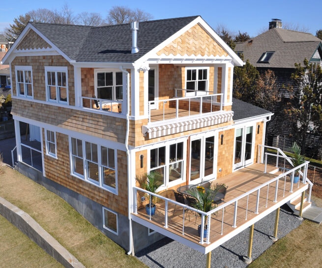 Architect Series aluminum-clad wood windows upgrade this beach house in Bristol County, Rhode Island