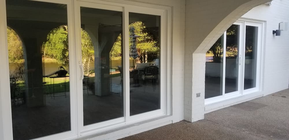 New white vinyl sliding patio doors installed in Richmond home
