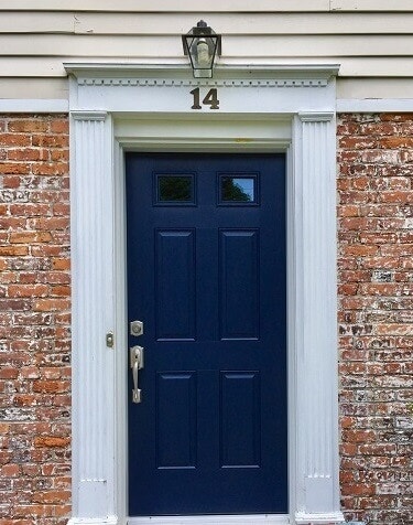 door image of scarsdale home with new bow window and fiberglass entry door