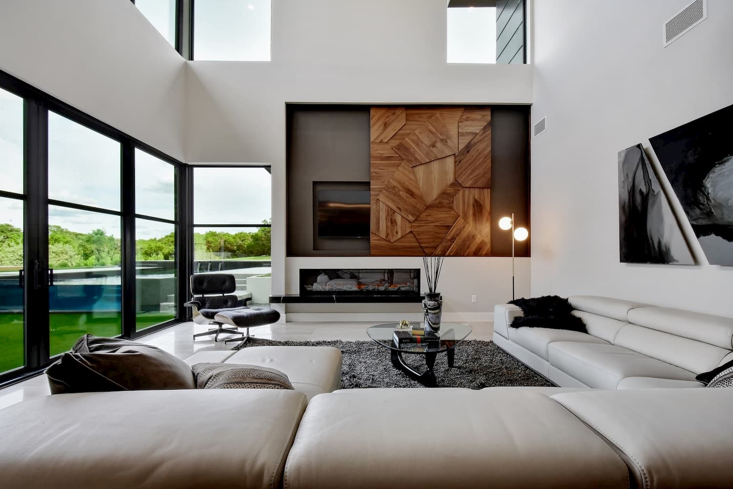 Living room of Pella elevated modern parade home
