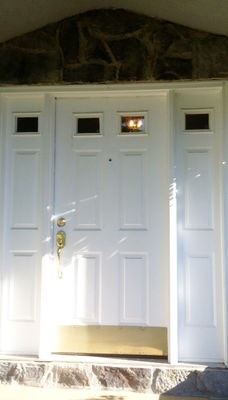 old entry door with poor light