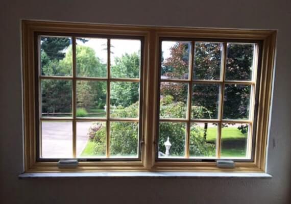 Wood Replacement Windows with Natural Stain on the inside