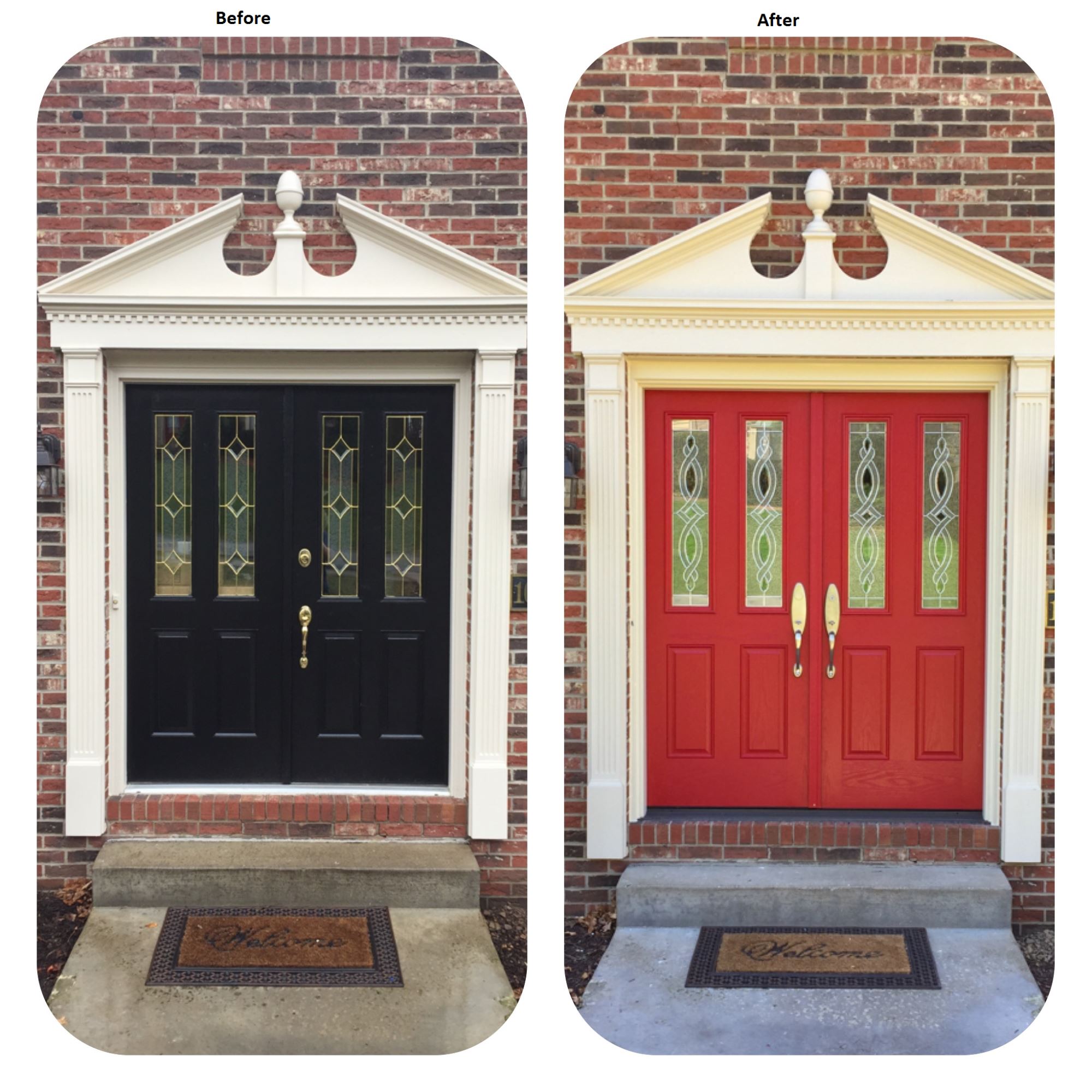 before and after historic brick home fiberglass door replacement