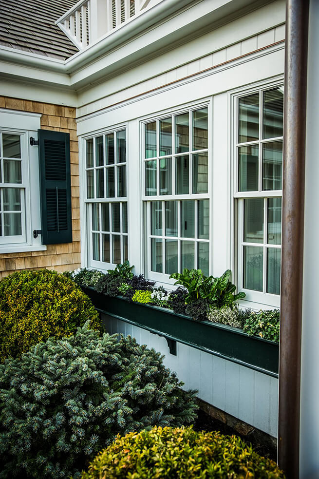 Windows with flower boxes on the 2015 HGTV Dream Home in Martha's Vineyard
