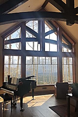 Colorado custom wood windows with a mountain view