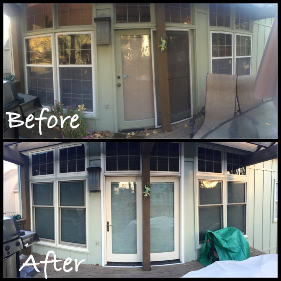 Before and after photos of patio doors