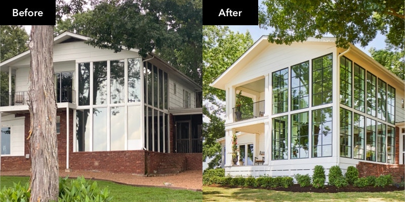 a before and after of a home with updated windows