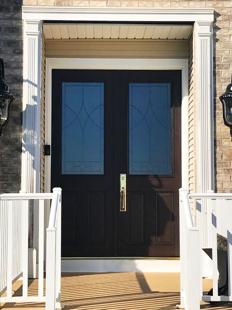 New fiberglass double entry door system on Cherry Hill, NJ, home