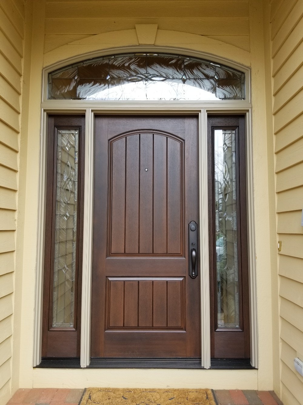 3 wide entry door decorative glass exterior Springboro, Ohio home
