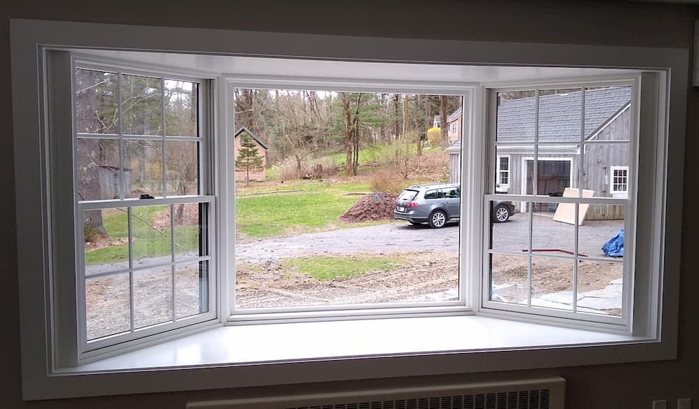 Interior view of new wood bay window