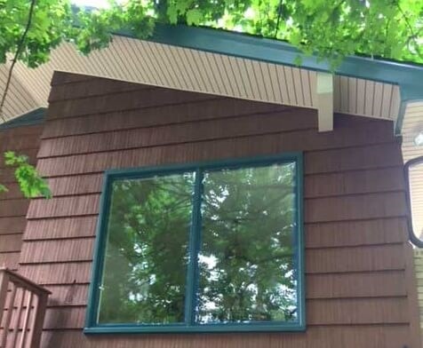 green wood sliding windows