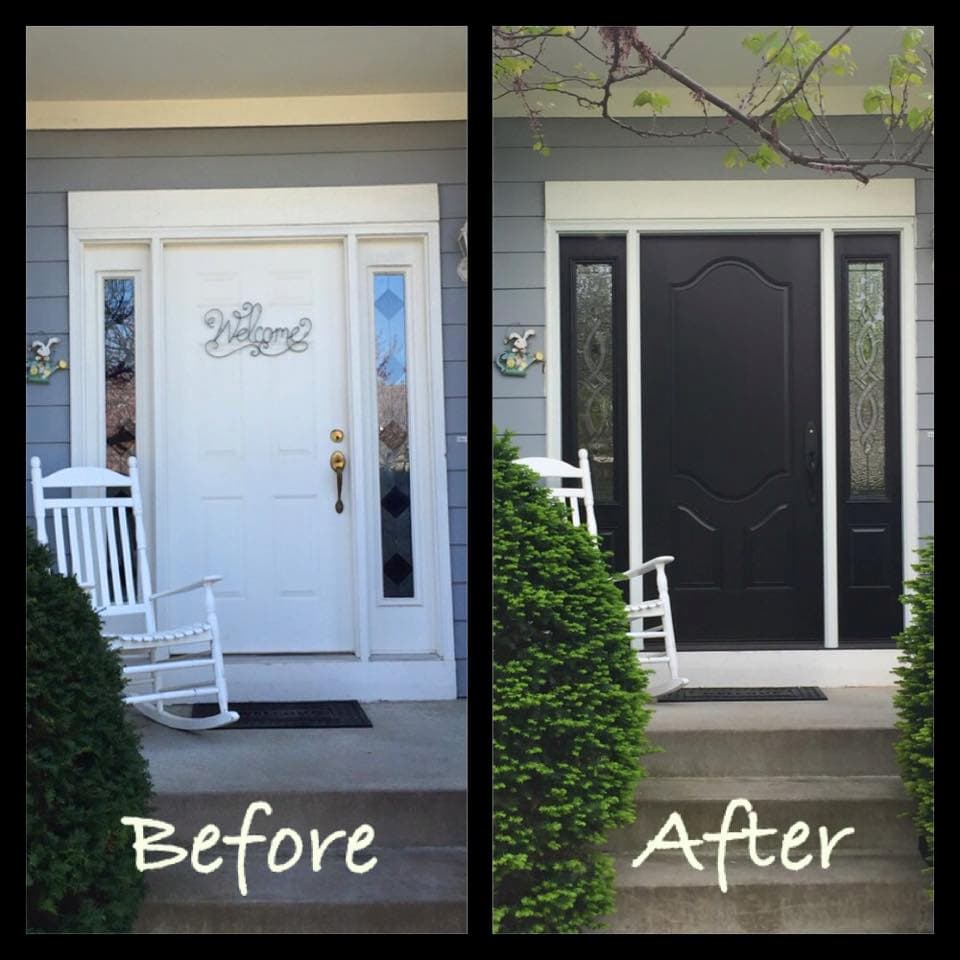 Fiberglass entry door before and after photo