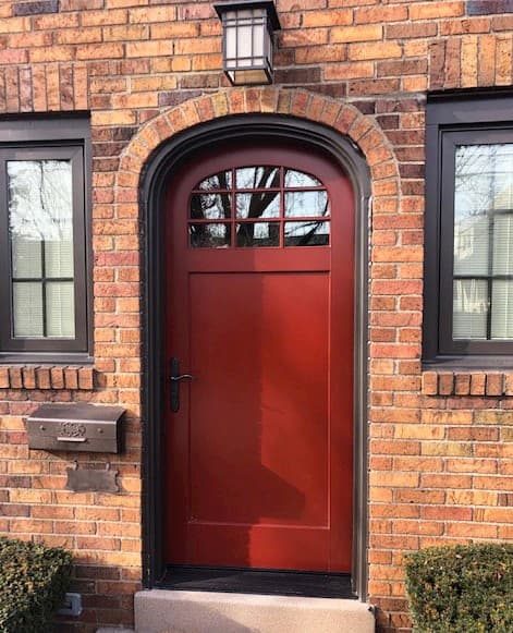 maroon entry door