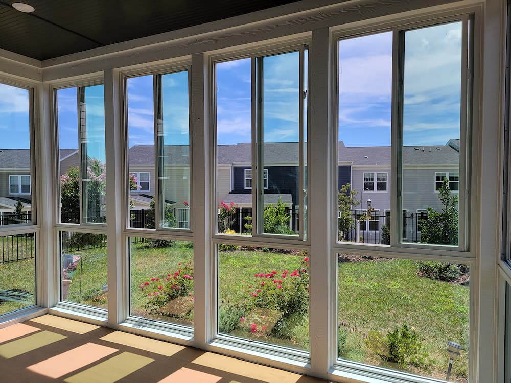 Four-seasons room with fiberglass windows in Crozet, VA