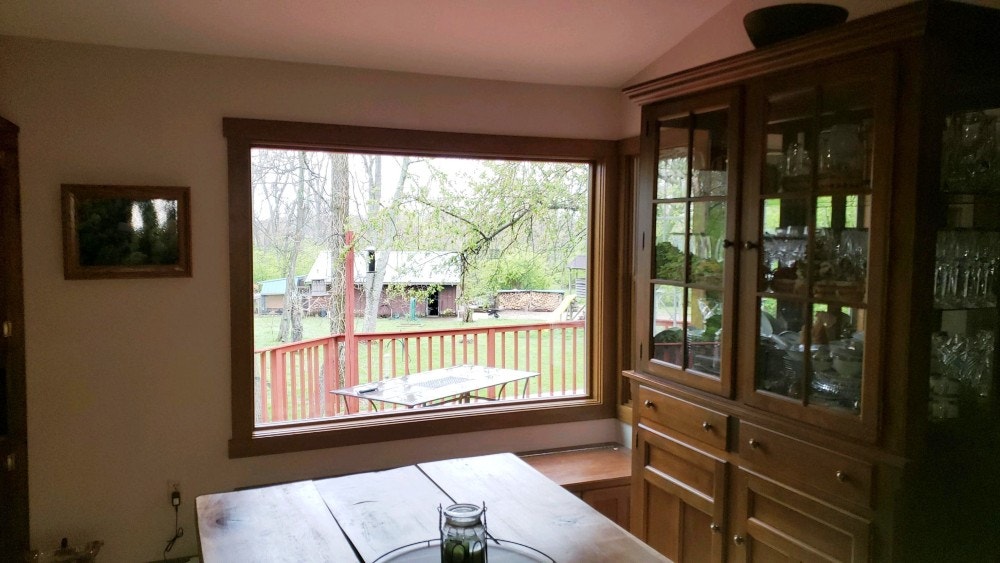 Large fixed window Springboro home interior after
