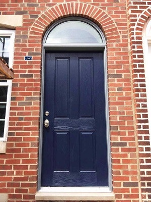 navy blue entry door
