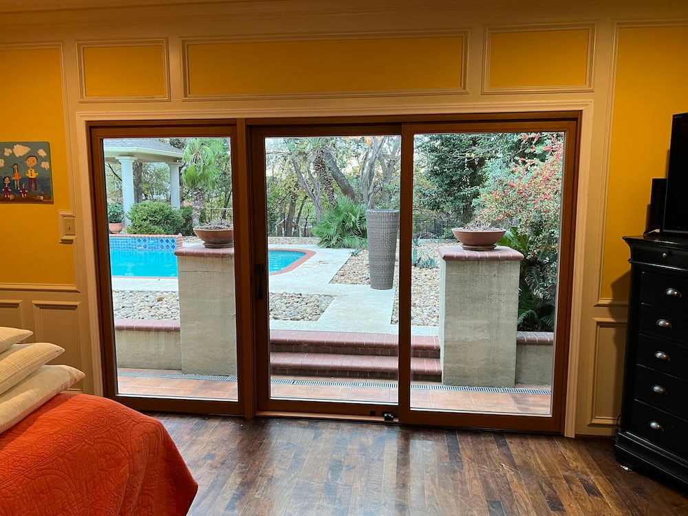 Sliding patio doors in Austin home