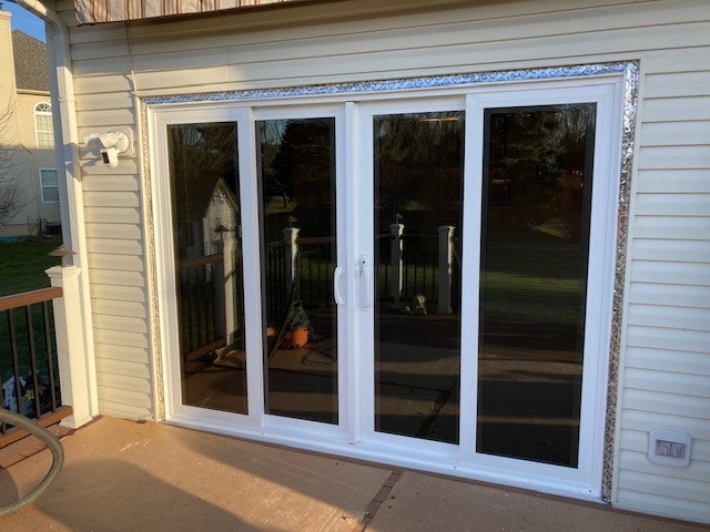 New white multi-slide patio doors