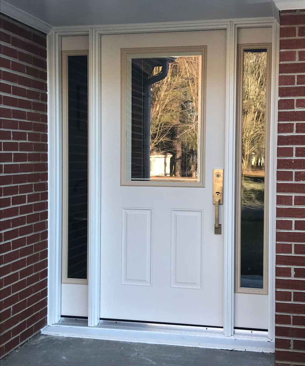 New front entry door system with sidelights on Smithfield, VA, home