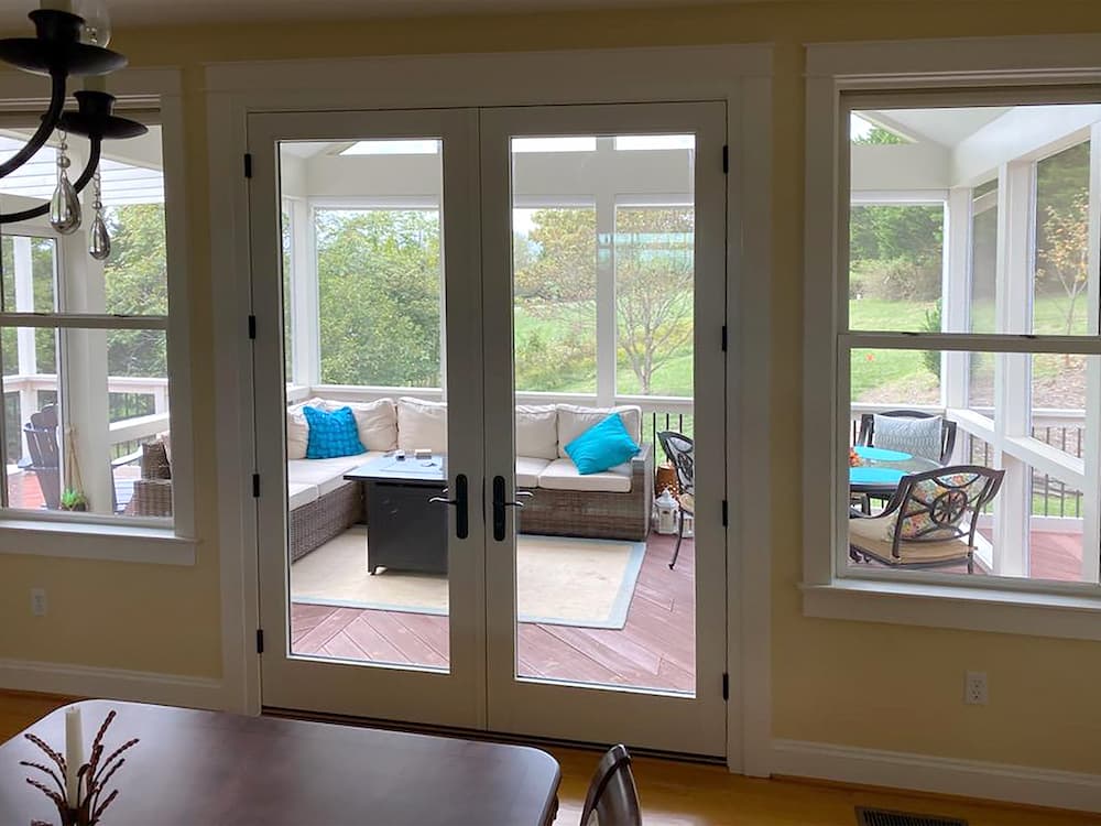 Interior shot of Keswick home's hinged patio doors