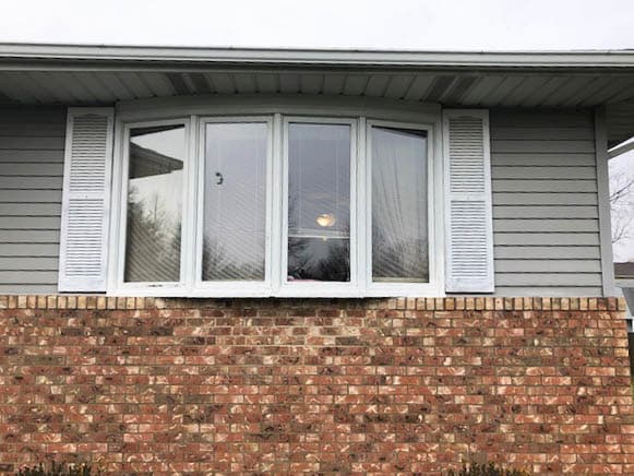 Exterior view of bay windows on a Nortth Royalton, Ohio, home