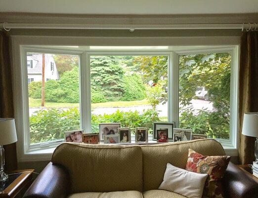 inside image of scarsdale home with new bow window and fiberglass entry door