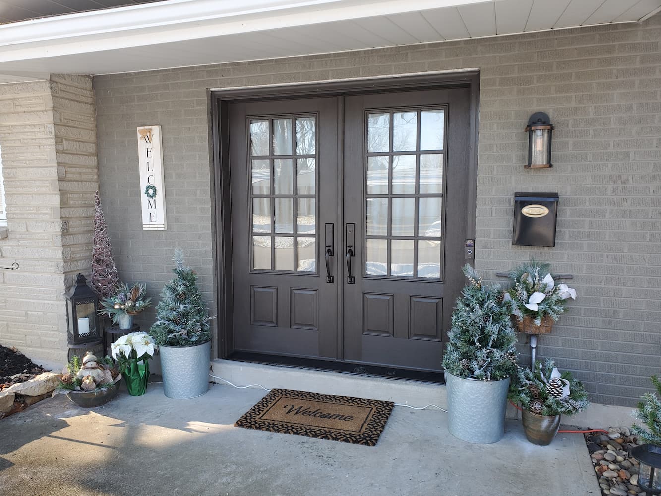 New double doors with glass and grilles on home in Kettering, Ohio
