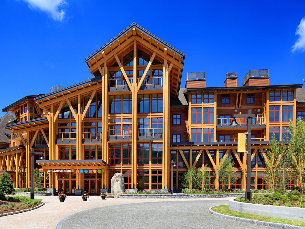 View of the Adventure Center at Spruce Peak in Stowe, Vermont