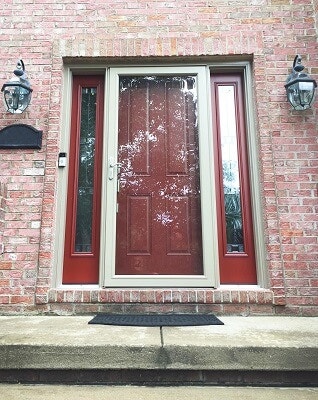 after image of red fiberglass entry door in warrendale home