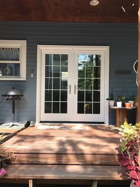Patio doors with a deck