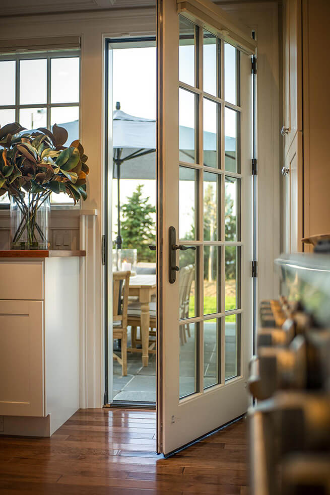 Open French patio door on the 2015 HGTV Dream Home in Martha's Vineyard
