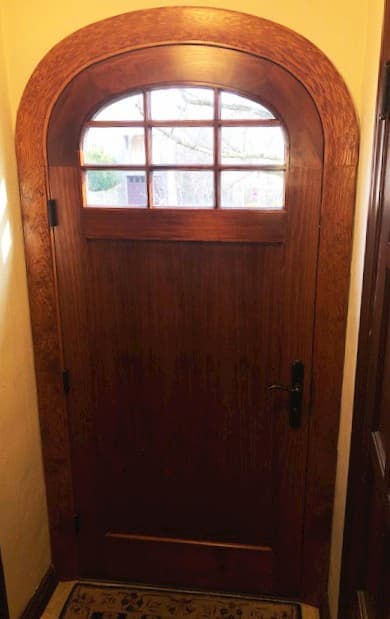 Interior view of new wood entry door