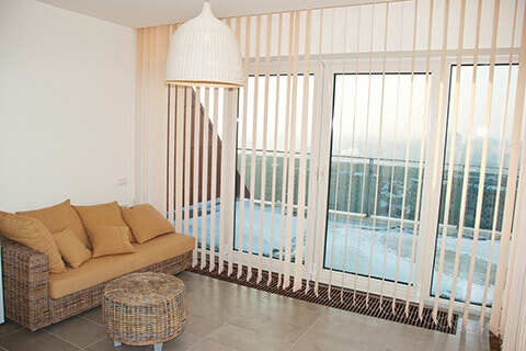 Sliding glass doors with vertical blinds