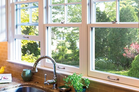 Double hung window above sink
