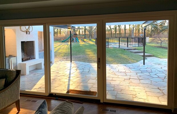 inside image of wilmington home with new 3 panel sliding patio door