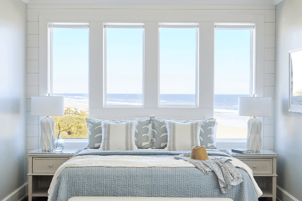Bedroom windows overlooking the ocean