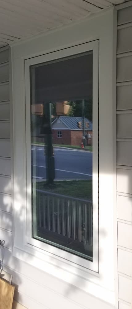 White wood casement window