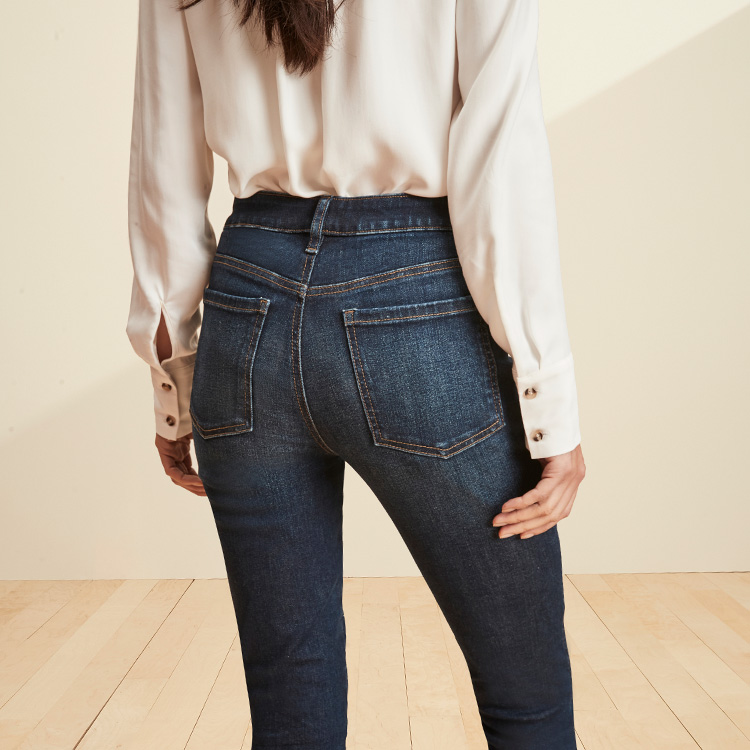 Belted High Rise Jeans With No Back Pockets