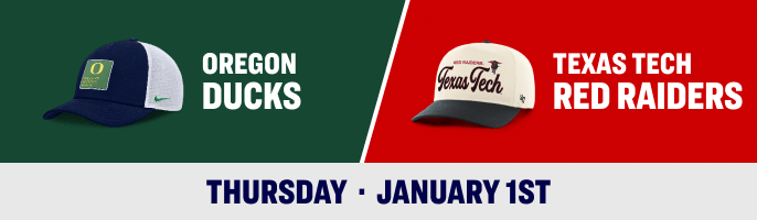 Oregon Ducks versus Texas Tech Red Raiders.