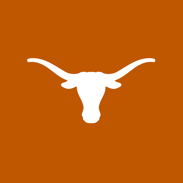 Texas Longhorns logo featuring a white longhorn silhouette on a burnt orange background.