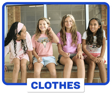 Shop girls' clothes for school.