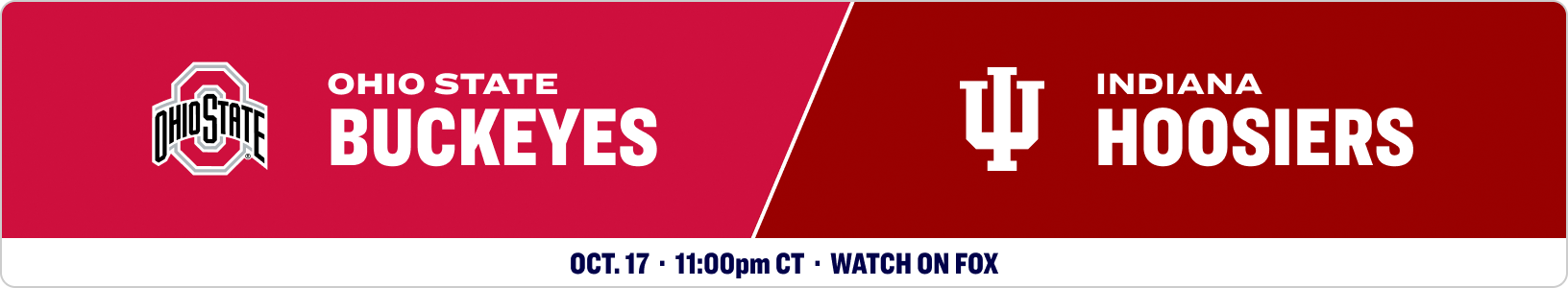 Ohio State Buckeyes versus Indiana Hoosiers. October 17, 2026.